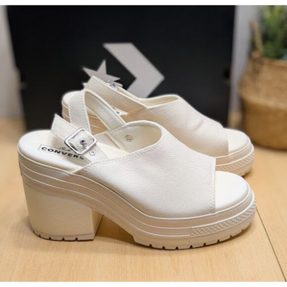 Converse White Chuck 70 De Luxe Heel Platform Open Toe Sandals Women's 9.5 NIB - Picture 3 of 14